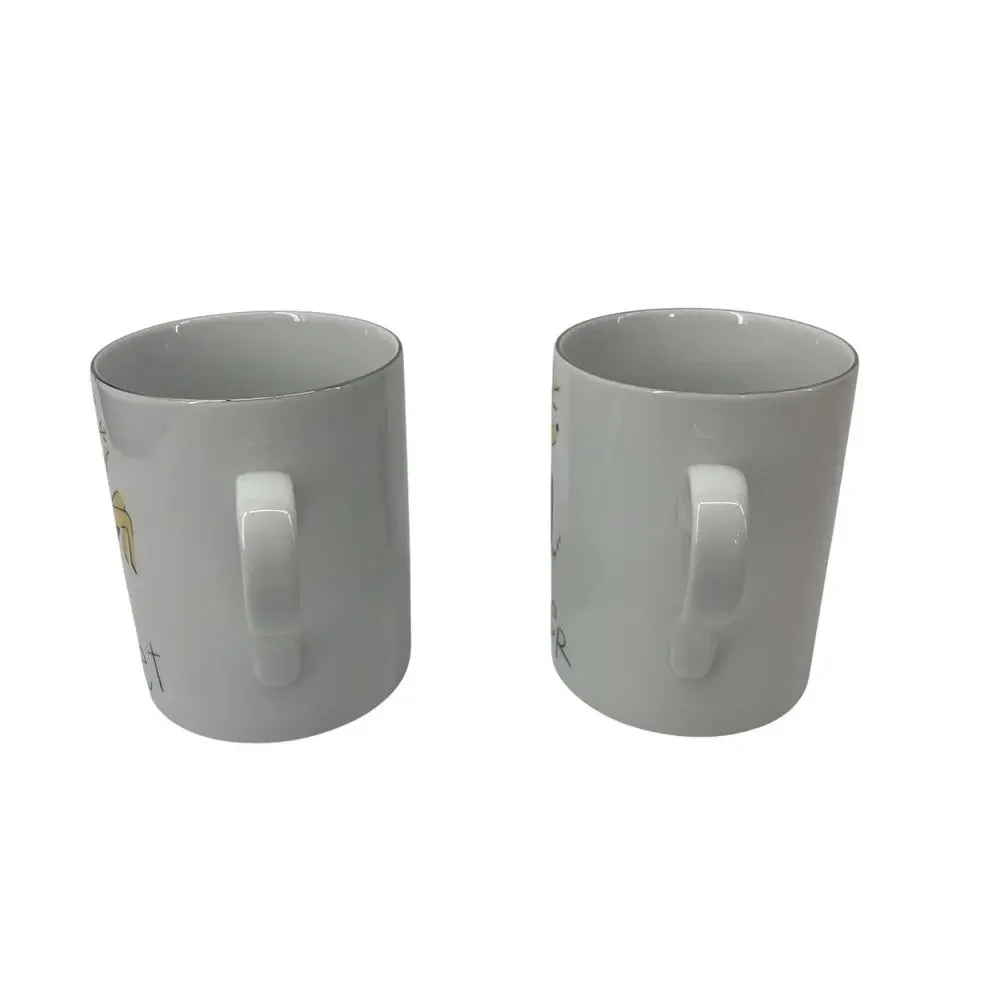 Pottery Barn Christmas Reindeer Mugs (2) Comet & Donner